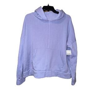 NEW Free People Movement Work It Out Oversized Hoodie Blue Purple Sz Large